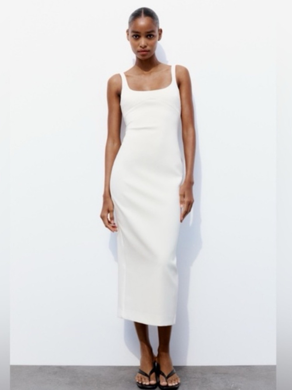 Zara Fitted Midi Dress White - Picture 8 of 9